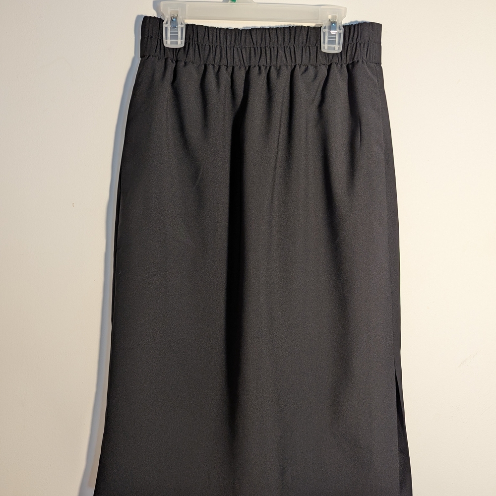J. Crew Black Midi Pencil Skirt with Smocked Slit